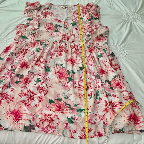 Andree by Unit Pink Floral Ruffle Sleeve Babydoll Dress Size 2X - Picture 11 of 16